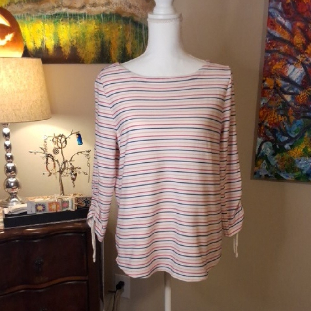 Talbots Multicolor Striped Long Sleeve Top